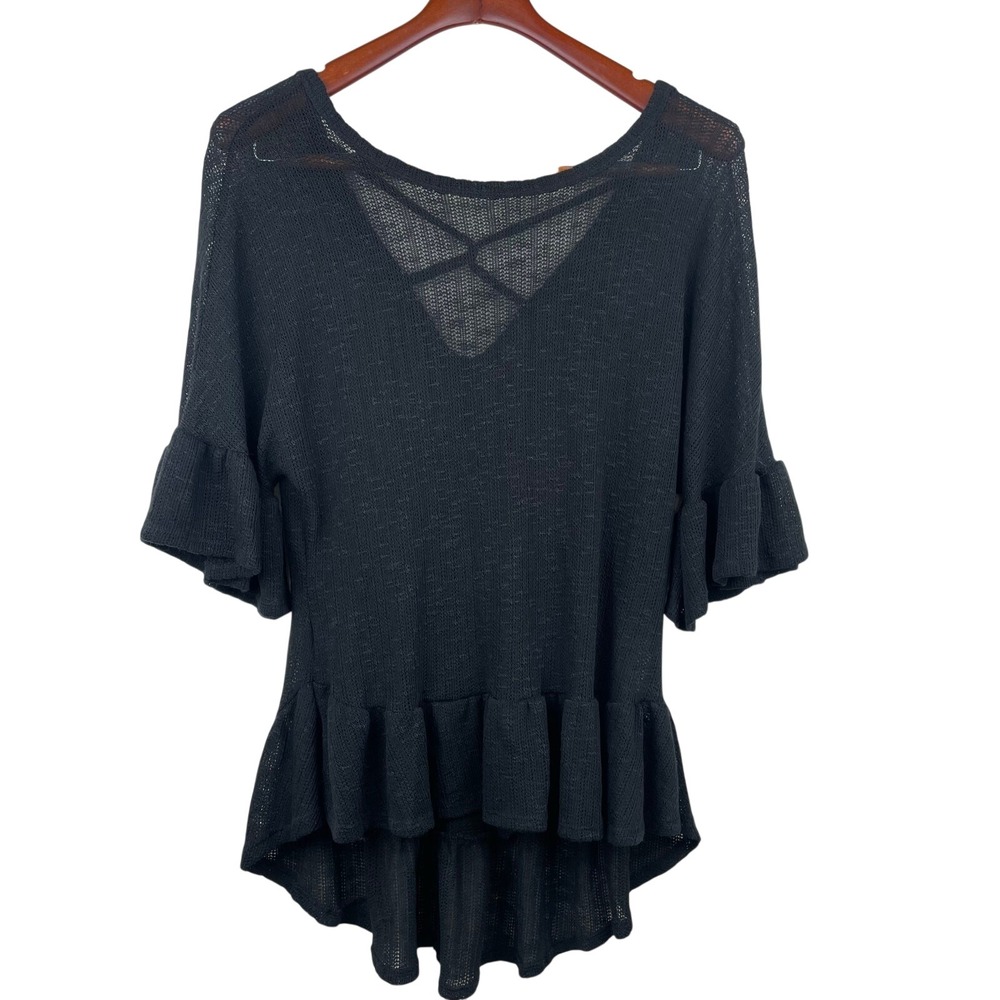 Womens Tunic Top Sz M/L Whimsigoth Cottage Fairy Ruffle Knit Boho Witchy Boho
